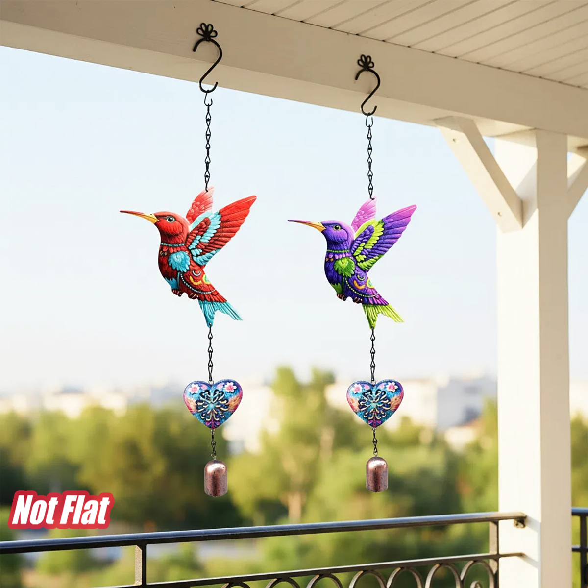 Musical Instrument Chimes - 20 Inch Outdoor Metal Hummingbird Wind