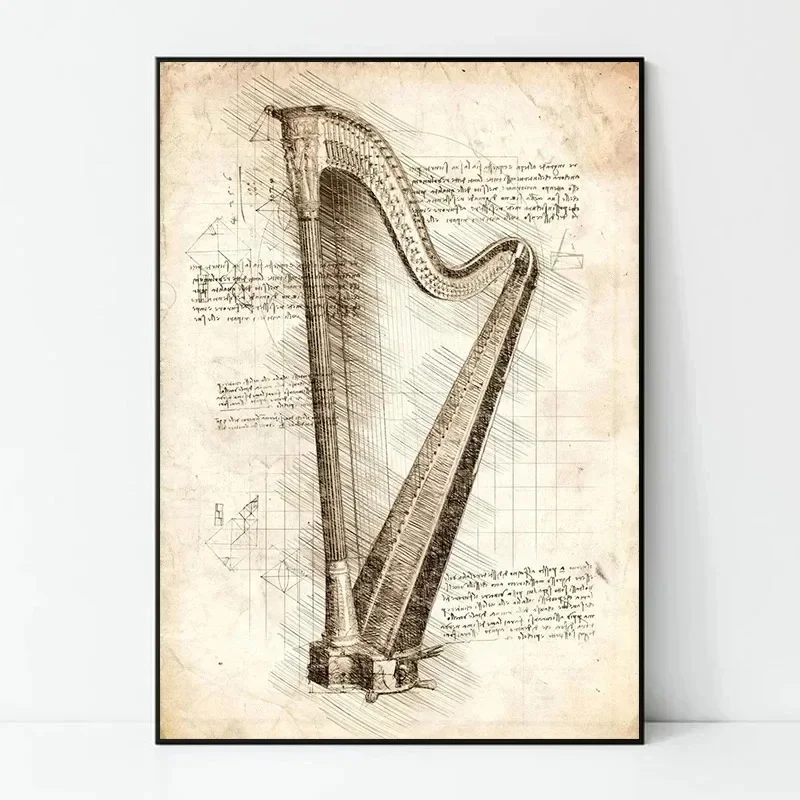 Inspired Sketch Canvas Paintin - Musical Instrument Veena avis et prix