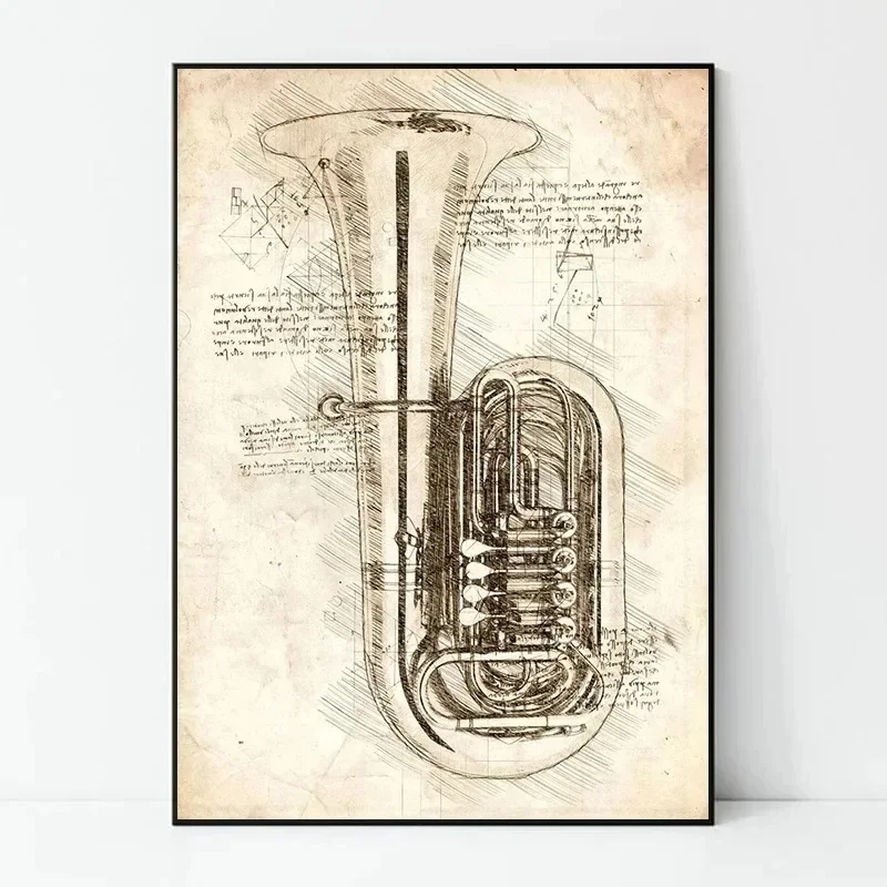 Inspired Sketch Canvas Paintin - Musical Instrument Veena avis et prix