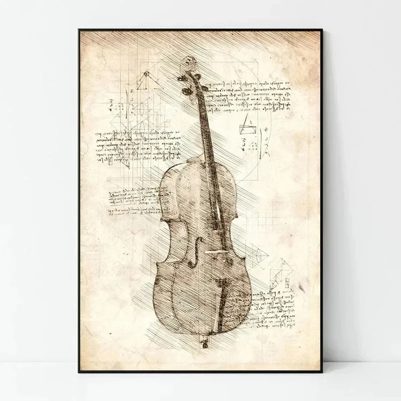 Inspired Sketch Canvas Paintin - Musical Instrument Veena avis et prix