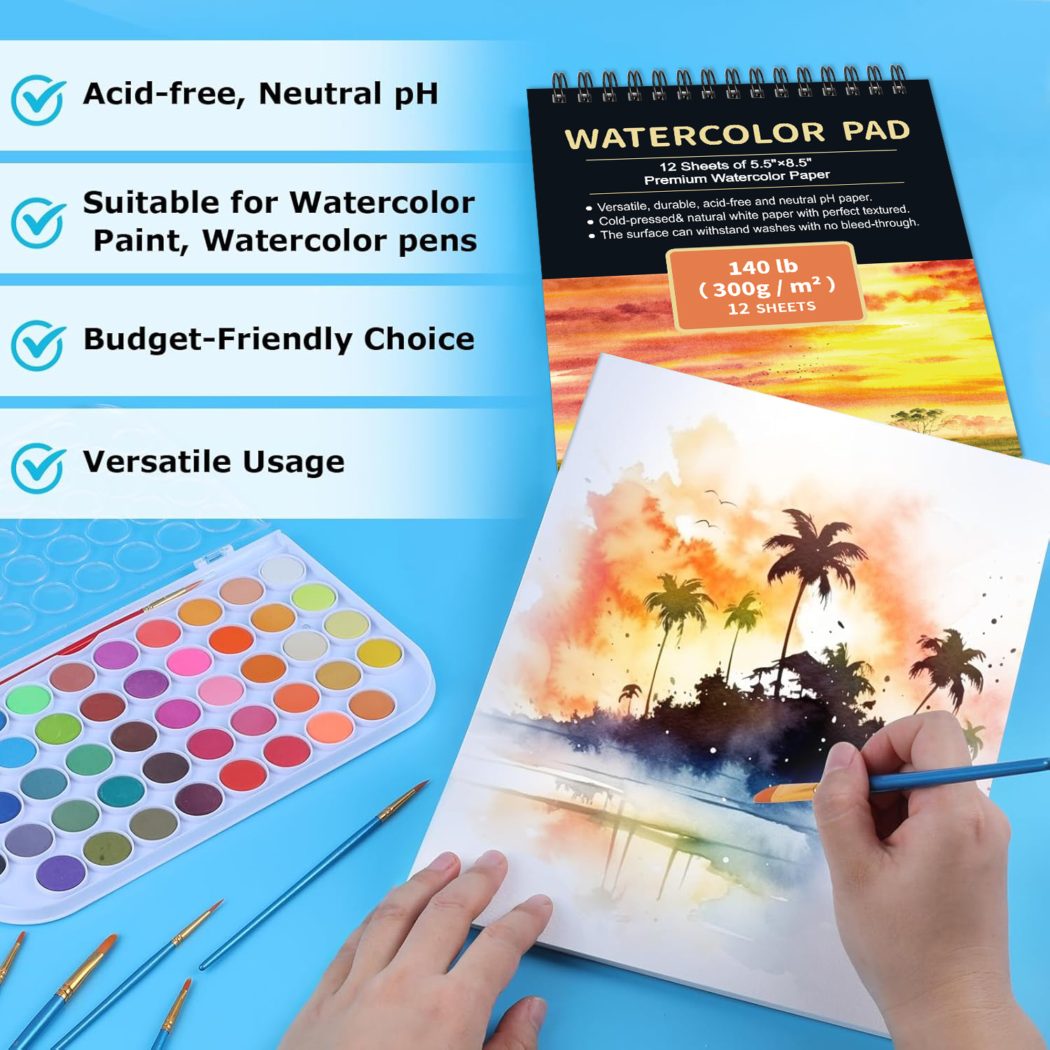 2pcs/A5 Watercolor Sketchbook  - Musical Instrument Coloring Pages avis et prix