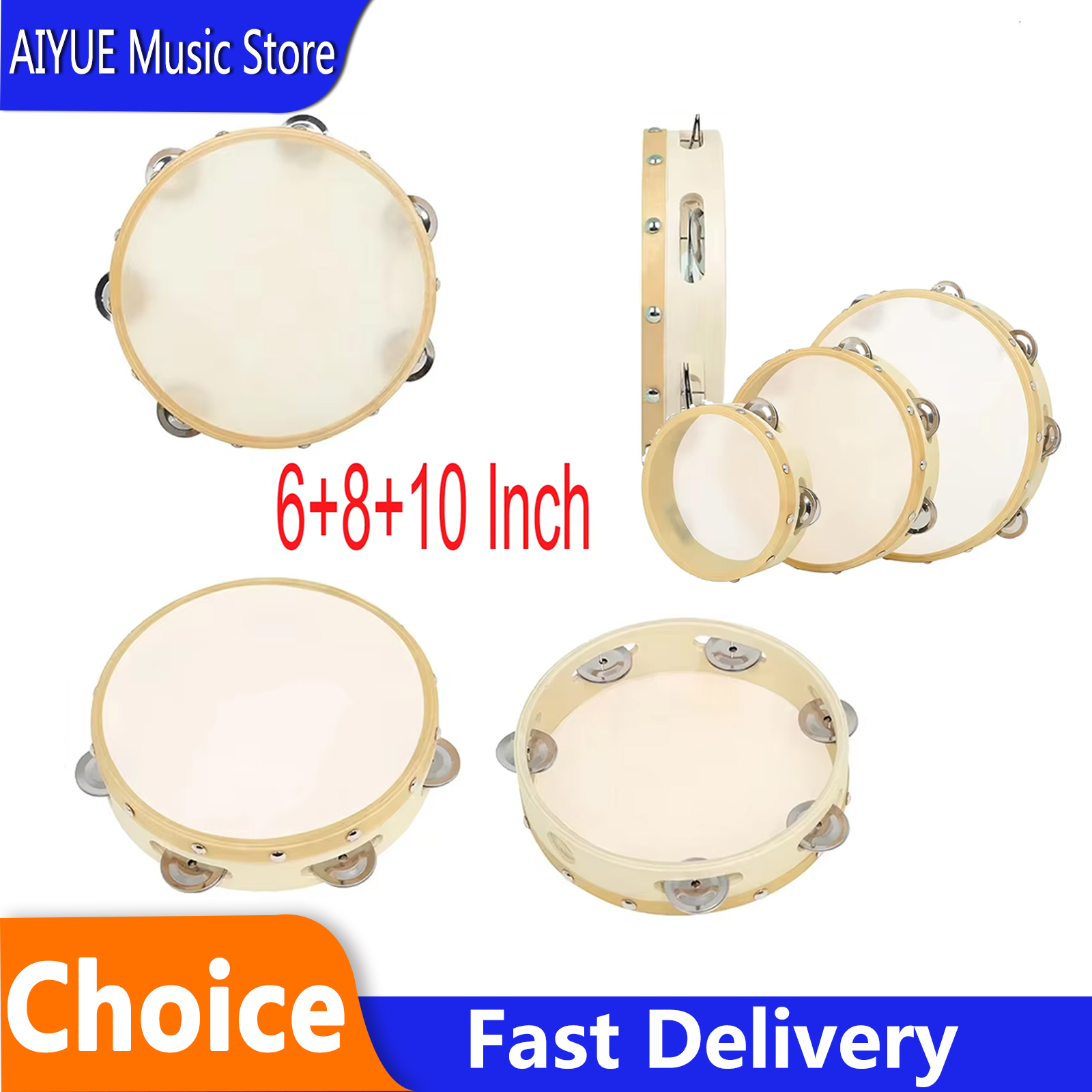3Pcs/Set 6/8/10 Inches Cowhide - Tambourine Hand Drum avis et prix